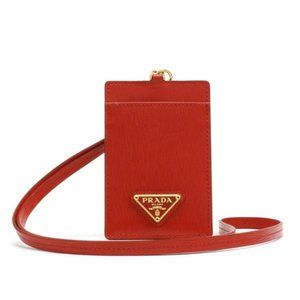 NEW Prada Red Saffiano Leather Lanyard Wallet Crossbody Shoulder Bag